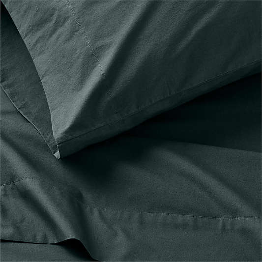 Cozy Cloud Spruce Green Organic Washed Cotton Kids Sheet Set