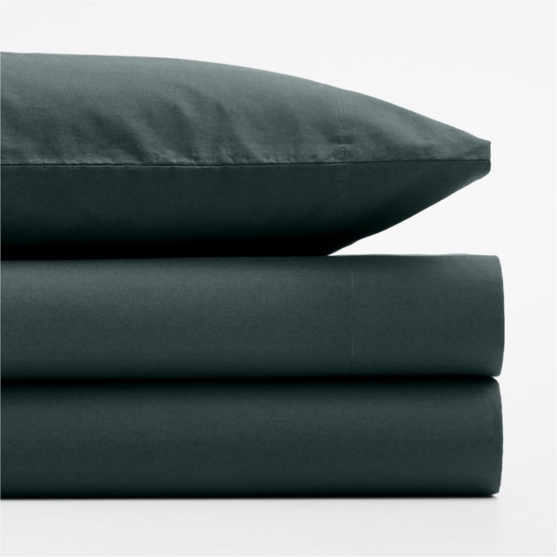 Cozy Cloud Spruce Green Washed Organic Cotton Kids Twin Sheet Set - image 1 of 7