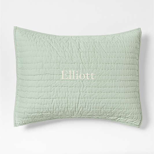 Cozy Cloud Muted Teal Washed Organic Cotton Kids Quilted Pillow Sham