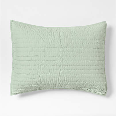 Cozy Cloud Muted Teal Washed Organic Cotton Kids Quilted Pillow Sham
