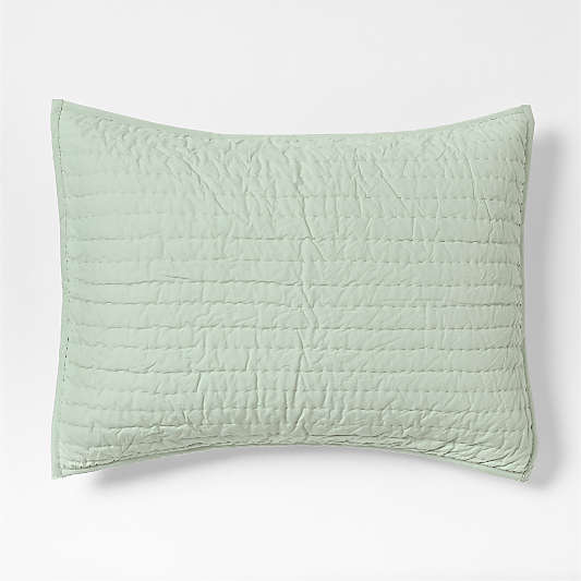 Cozy Cloud Muted Teal Washed Organic Cotton Kids Quilted Pillow Sham