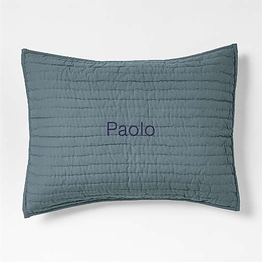 Cozy Cloud Slate Blue Washed Organic Cotton Kids Quilted Pillow Sham