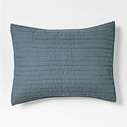 Cozy Cloud Slate Blue Washed Organic Cotton Kids Quilted Pillow Sham
