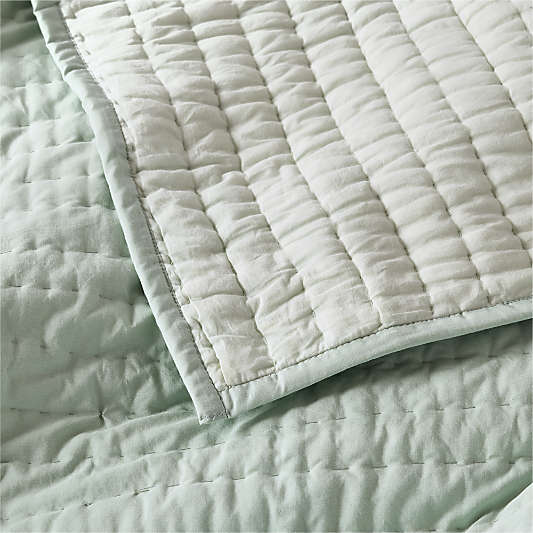 Cozy Cloud Muted Teal Washed Kids Twin Quilt