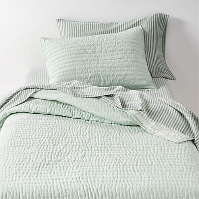 Cozy Cloud Muted Teal Washed Organic Cotton Kids Twin Quilt