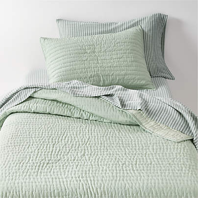Cozy Cloud Muted Teal Washed Organic Cotton Kids Twin Quilt
