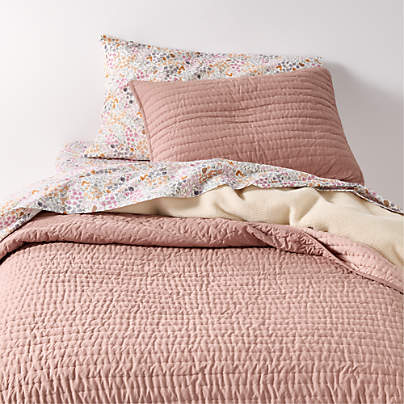 Cozy Cloud Plum Rose Washed Organic Cotton Kids Twin Quilt