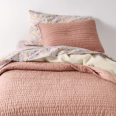 Cozy Cloud Plum Rose Washed Organic Cotton Kids Twin Quilt