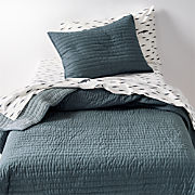 Cozy Cloud Slate Blue Washed Organic Cotton Kids Full/Queen Quilt