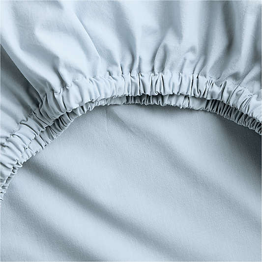 Cozy Cloud Sky Blue Washed 100% Organic Cotton Baby Crib Fitted Sheet