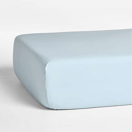 Cozy Cloud Sky Blue Washed 100% Organic Cotton Baby Crib Fitted Sheet