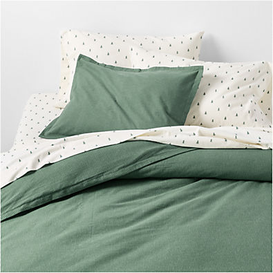 View Cozysoft Organic Cotton Flannel Mountain Green Stripe King Duvet Cover details