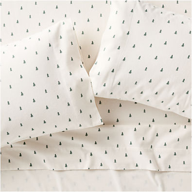 View Cozysoft Organic Cotton Flannel Spruce Green Trees Queen Sheet Set details