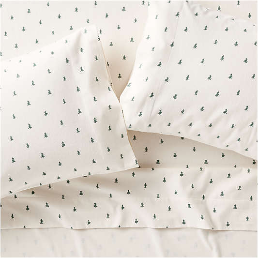 Cozysoft Organic Cotton Flannel Spruce Green Trees Sheet Set