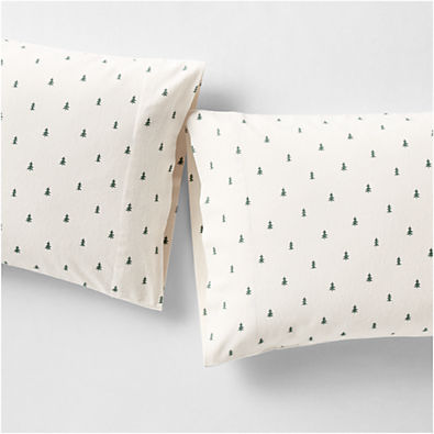 View Cozysoft Organic Cotton Flannel Spruce Green Trees King Pillowcase, Set of 2 details
