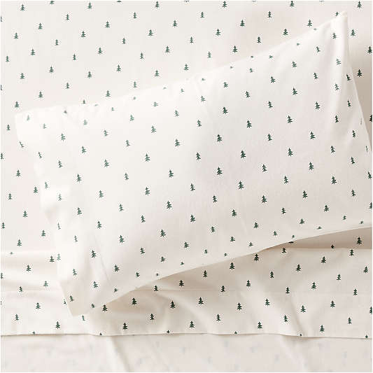 Cozysoft Organic Cotton Flannel Spruce Green Trees Twin/Twin XL Sheet Set