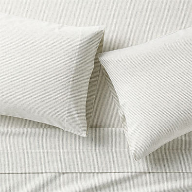 View Cozysoft Organic Flannel Spruce Green Stripe King Bed Sheet Set details