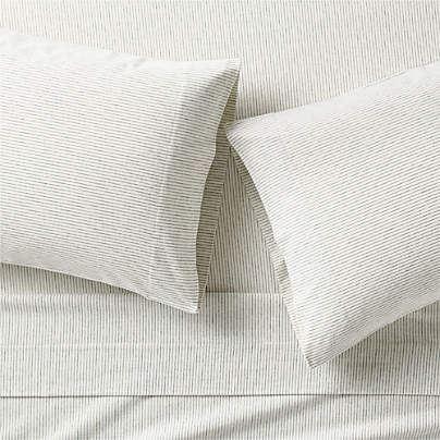 Cozysoft Organic Flannel Spruce Green Stripe Full Bed Sheet Set