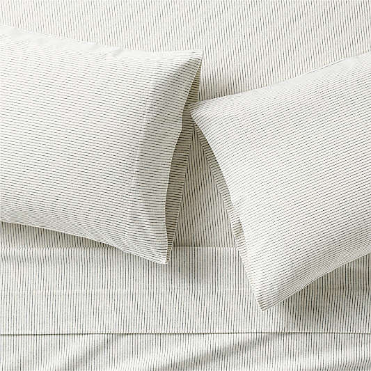 Cozysoft Organic Flannel Spruce Green Stripe Queen Bed Sheet Set