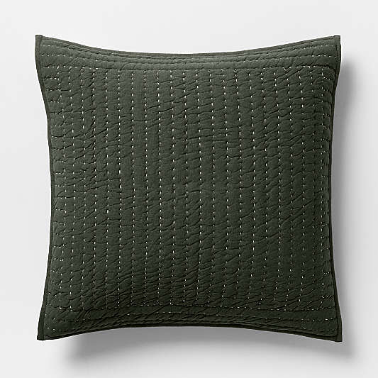 Cozysoft Organic Cotton Jersey Ficus Green Euro Quilted Bed Pillow Sham