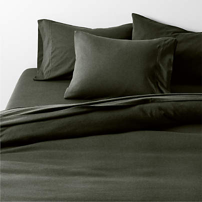 Cozysoft Organic Cotton Jersey Ficus Green King Duvet Cover