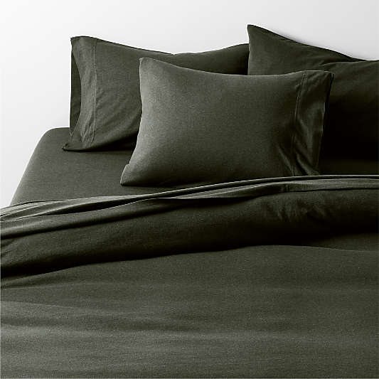 Cozysoft Organic Cotton Jersey Ficus Green King Duvet Cover