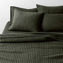 Cozysoft Organic Cotton Jersey Ficus Green King Quilt + Reviews | Crate & Barrel