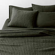EUROPEAN FLAX ™-Certified Linen Viscose Burnt Green Full/Queen Bed Blanket