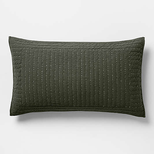 Cozysoft Organic Cotton Jersey Ficus Green King Quilted Bed Pillow Sham