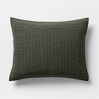 View Cozysoft Organic Cotton Jersey Ficus Green Standard Quilted Bed Pillow Sham details