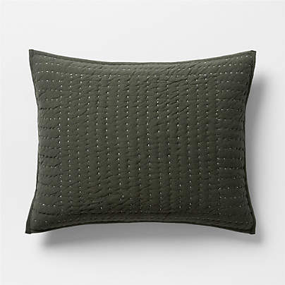 Cozysoft Organic Cotton Jersey Ficus Green Standard Quilted Bed Pillow Sham