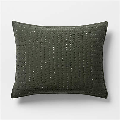 Cozysoft Organic Cotton Jersey Ficus Green Standard Quilted Bed Pillow Sham