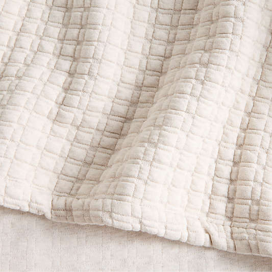 Cozysoft Organic Cotton Jersey Quilted Grid Light Beige Bed Blanket