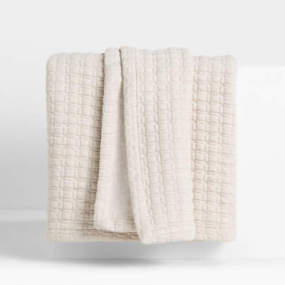 Cozysoft Quilted Jersey Grid King Light Beige Bed Blanket 109"X90"