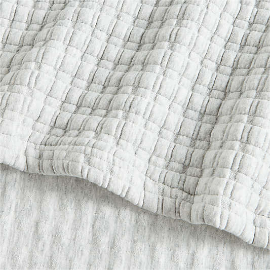 Cozysoft Organic Cotton Jersey Quilted Grid Light Grey Bed Blanket