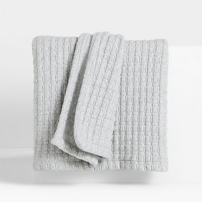 View Cozysoft Organic Cotton Jersey Quilted Grid King Light Grey Bed Blanket 109"x90" details