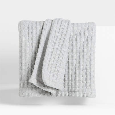 Cozysoft Organic Cotton Jersey Quilted Grid King Light Grey Bed Blanket 109"x90"