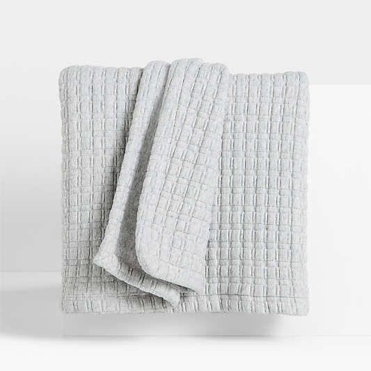 Cozysoft Organic Cotton Jersey Quilted Grid Light Grey Bed Blanket