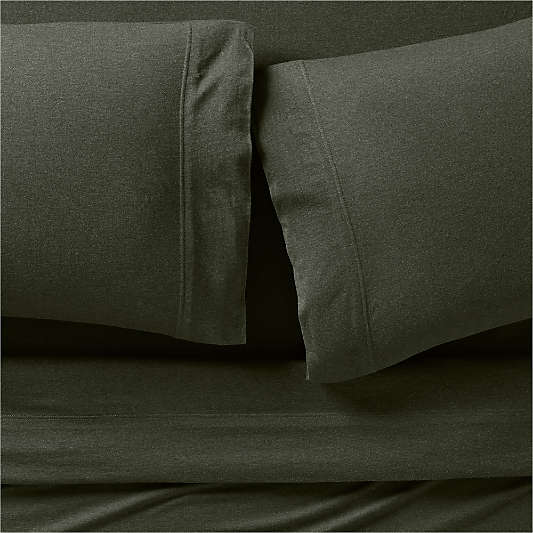 Cozysoft Organic Cotton Jersey Ficus Green King Sheet Set