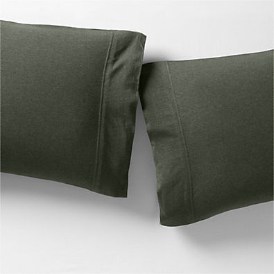 View Cozysoft Organic Cotton Jersey Ficus Green Standard Pillowcases, Set of 2 details