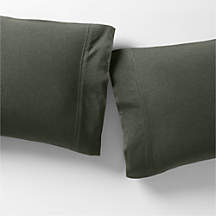 Cozysoft Organic Cotton Jersey Ficus Green King Pillowcases, Set of 2 + Reviews | Crate & Barrel