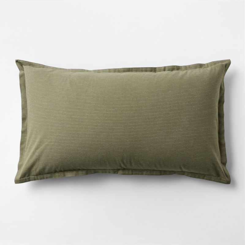 Viewing product image Cozysoft Organic Cotton Flannel Burnt Green Stripe Standard Bed Pillow Sham - image 1 of 3
