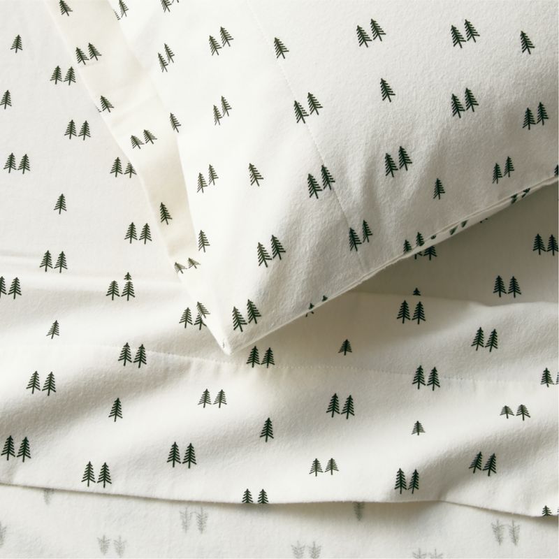 Cozysoft Organic Cotton Flannel Ficus Green Trees Full Sheet Set - image 1 of 2