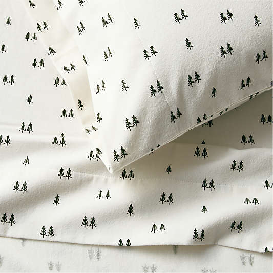 Cozysoft Organic Cotton Flannel Ficus Green Trees Sheet Set