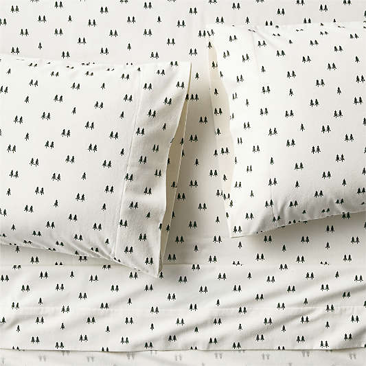 Cozysoft Organic Cotton Flannel Ficus Green Trees Sheet Set