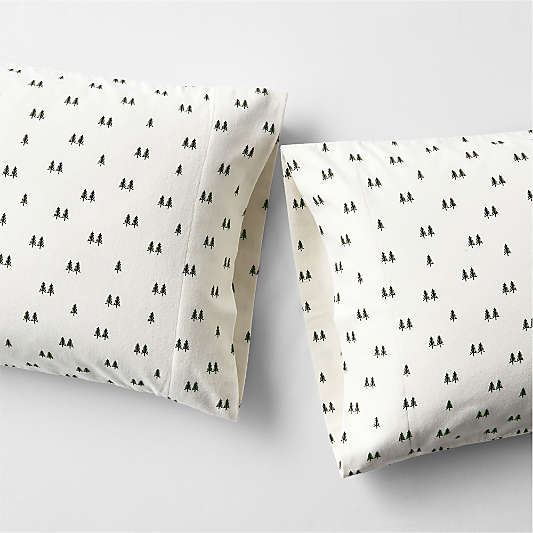 Cozysoft Organic Cotton Flannel  Ficus Green Trees Pillowcases, Set of 2
