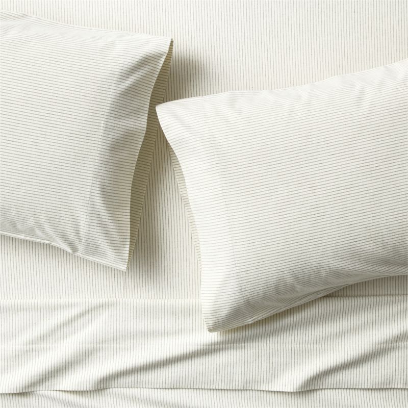 Viewing product image Cozysoft Organic Flannel Burnt Green Stripe Full Bed Sheet Set - image 1 of 2