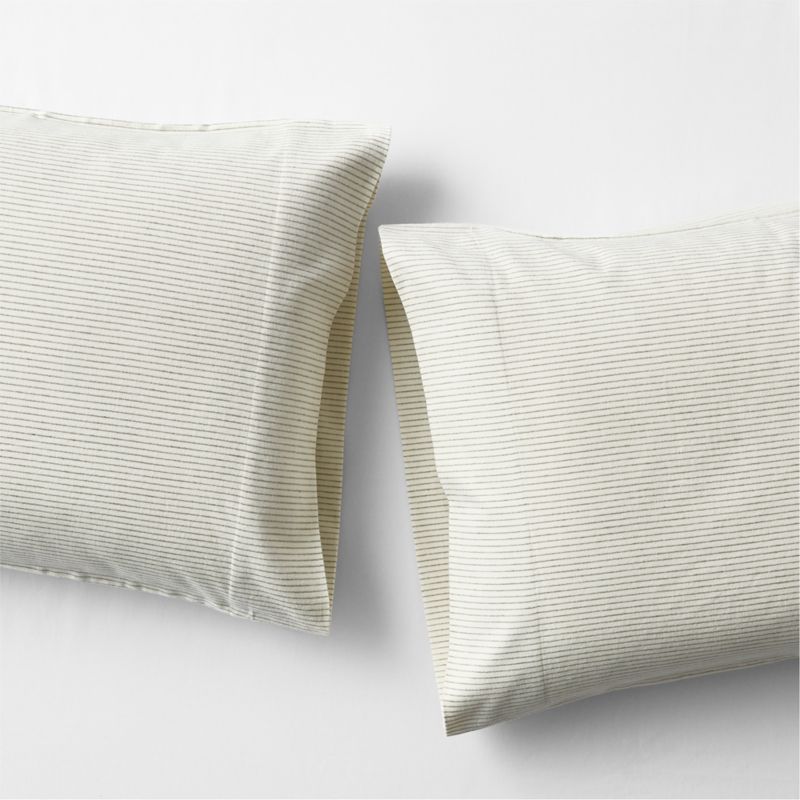Viewing product image Cozysoft Organic Flannel Burnt Green Stripe King Pillowcases, Set of 2 - image 1 of 2
