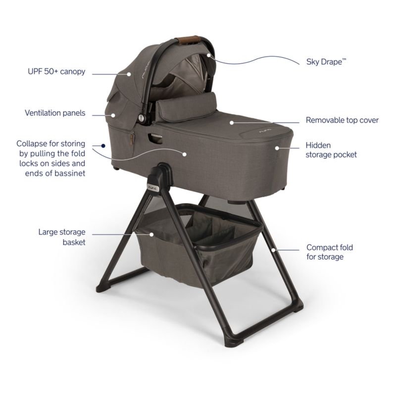 Nuna ® DEMI ™ next Granite Grey Baby Bassinet with Stand - image 6 of 7