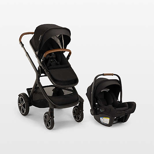 Nuna ® PIPA ™ aire rx Caviar/Cognac Reclining Baby Car Seat + DEMI ™ next Stroller Travel System